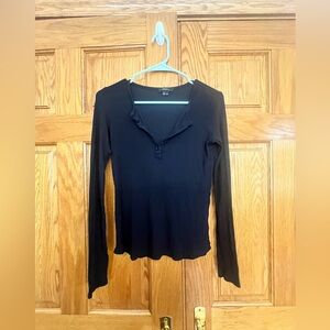 Twenty - Black Long Sleeve Women's Top/Henley